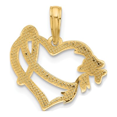 14K Yellow Gold Heart Ribbon Pendant – view 5
