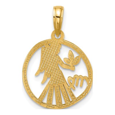 14K Yellow Gold Virgo Zodiac Pendant – view 3