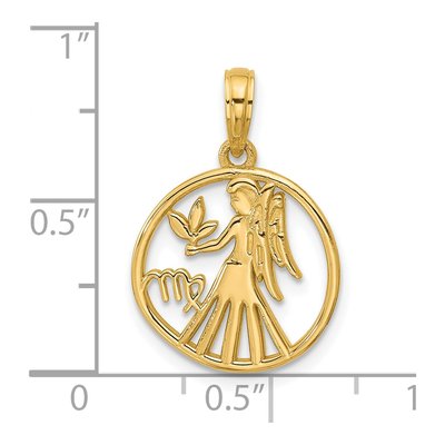 14K Yellow Gold Virgo Zodiac Pendant – view 4