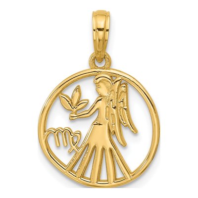 14K Yellow Gold Virgo Zodiac Pendant
