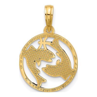 14K Yellow Gold Pisces Zodiac Pendant – view 3