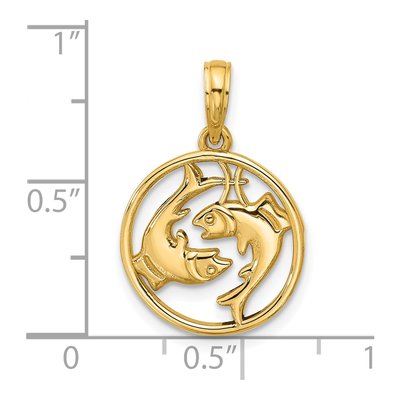 14K Yellow Gold Pisces Zodiac Pendant – view 4