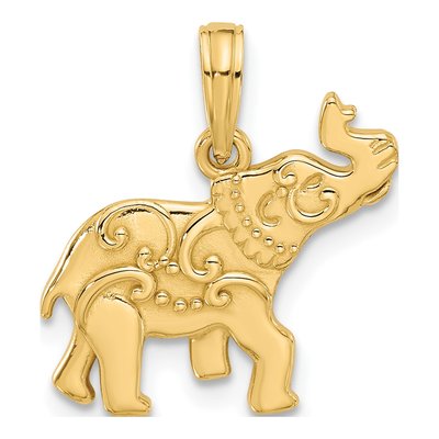 14K Yellow Gold Elephant Pendant