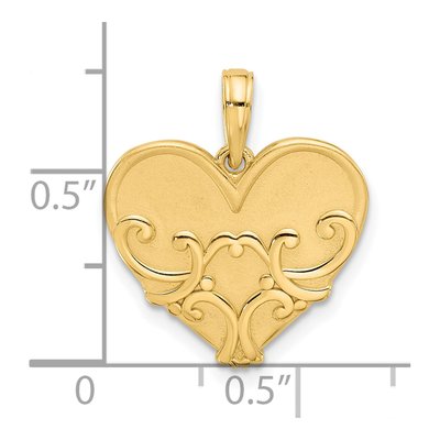 14K Yellow Gold Scrolled Heart Pendant – view 3