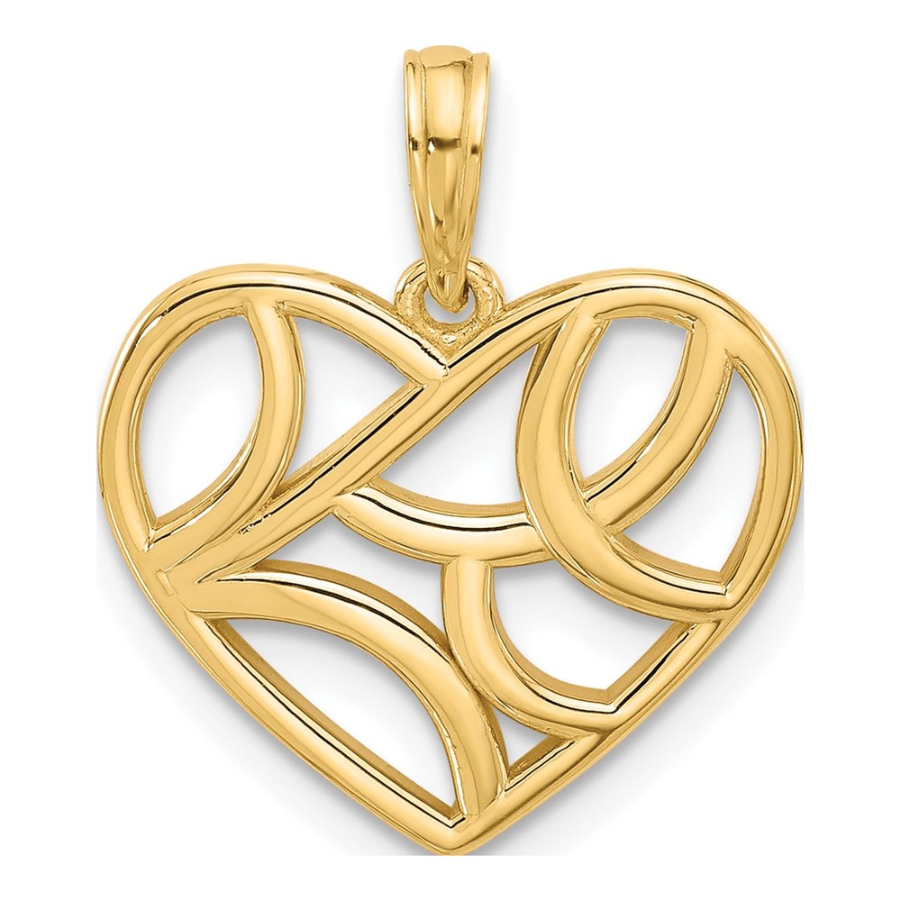 14K Yellow Gold Polished Fancy Heart Charm