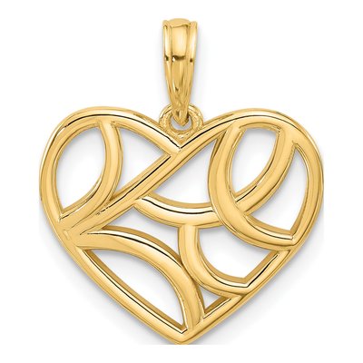 14K Yellow Gold Fancy Heart Charm