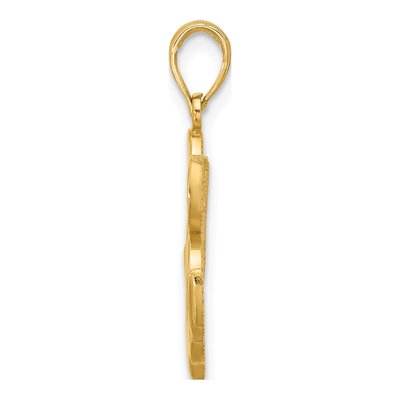 14K Yellow Gold Anchor Clover Pendant – view 2