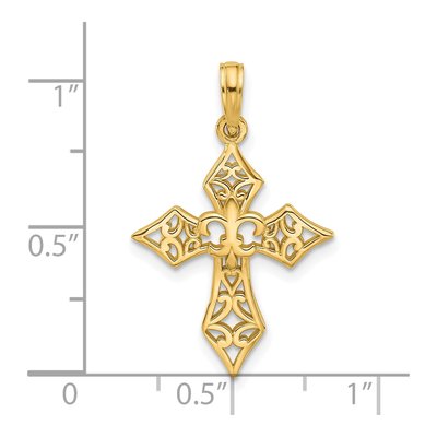 14K Yellow Gold Fancy Cross Fleur-De-Lis Charm – view 3