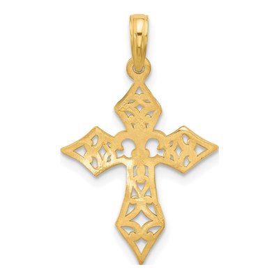 14K Yellow Gold Fancy Cross Fleur-De-Lis Charm – view 4