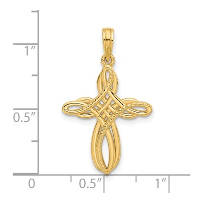 14K Yellow Gold Entwined Cross Pendant – view 3