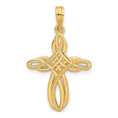 14K Yellow Gold Entwined Cross Pendant
