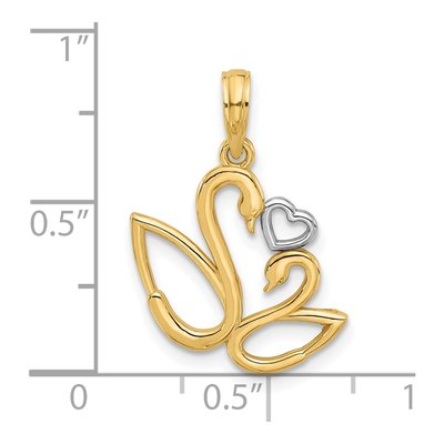 14K Yellow Gold Heart Swans Charm – view 3
