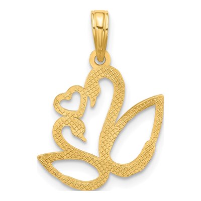 14K Yellow Gold Heart Swans Charm – view 4