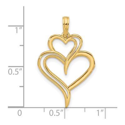 14K Yellow Gold Fancy Two Heart Pendant – view 4