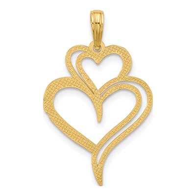14K Yellow Gold Fancy Two Heart Pendant – view 5