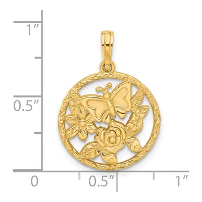 14K Yellow Gold Butterfly Flowers Charm – view 4