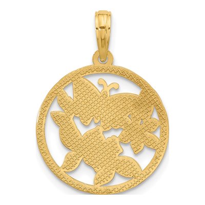 14K Yellow Gold Butterfly Flowers Charm – view 5