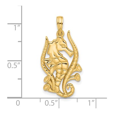 14K Yellow Gold Seahorse Kelp Pendant – view 3