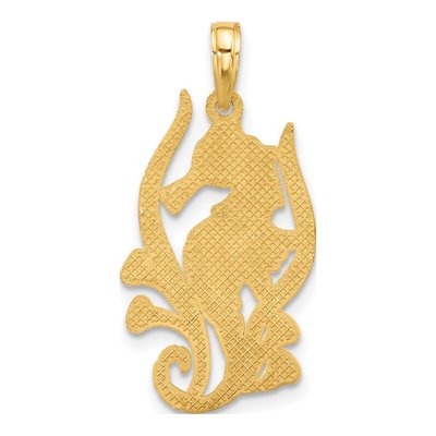 14K Yellow Gold Seahorse Kelp Pendant – view 4
