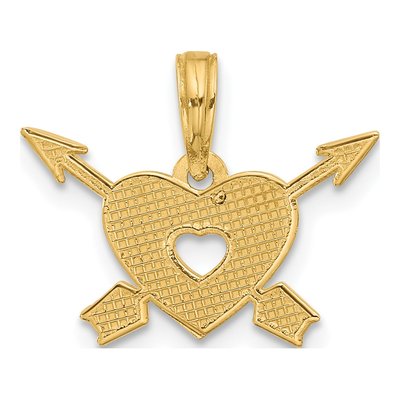 14K Yellow Gold Heart Arrows Pendant – view 4