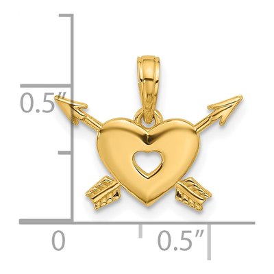 14K Yellow Gold Heart Arrows Pendant – view 5