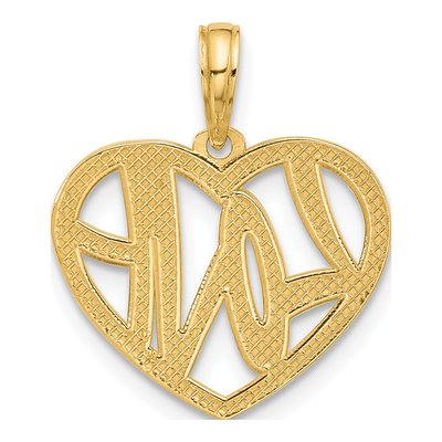 14K Yellow Gold LOVE Heart Pendant – view 3