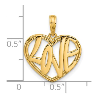 14K Yellow Gold LOVE Heart Pendant – view 4