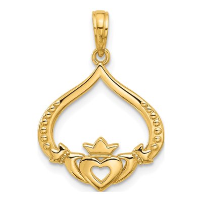 14K Yellow Gold Claddagh Pendant