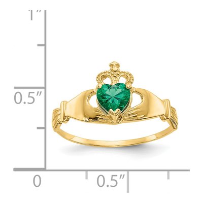 14K Yellow Gold CZ Claddagh Ring – view 4