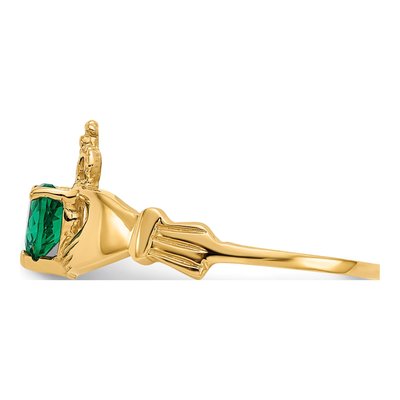 14K Yellow Gold CZ Claddagh Ring – view 5