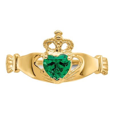 14K Yellow Gold CZ Claddagh Ring – view 6