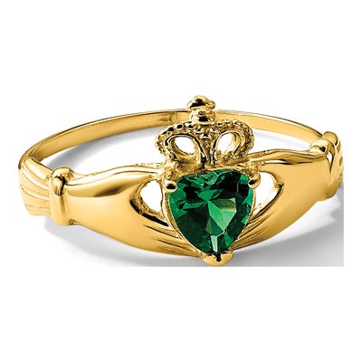 14K Yellow Gold CZ Claddagh Ring – view 8