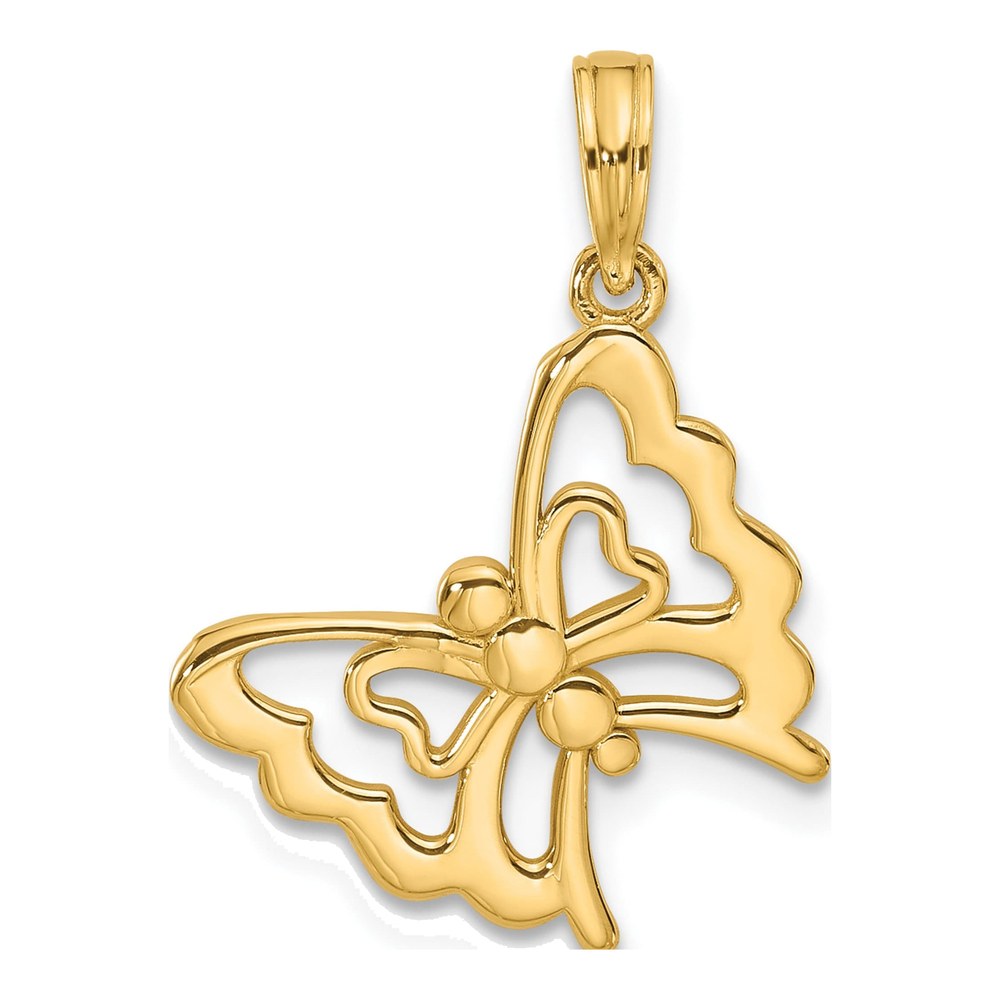 14K Yellow Gold Butterfly Charm Pendant