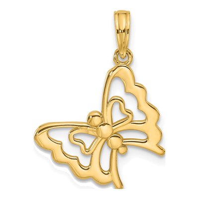 14K Yellow Gold Butterfly Pendant
