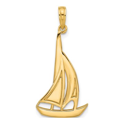 14K Yellow Gold Sailboat Pendant