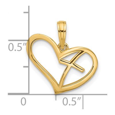 14K Yellow Gold Cross Heart Pendant – view 3
