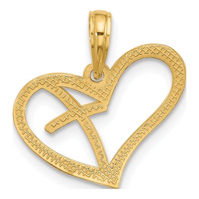 14K Yellow Gold Cross Heart Pendant – view 4
