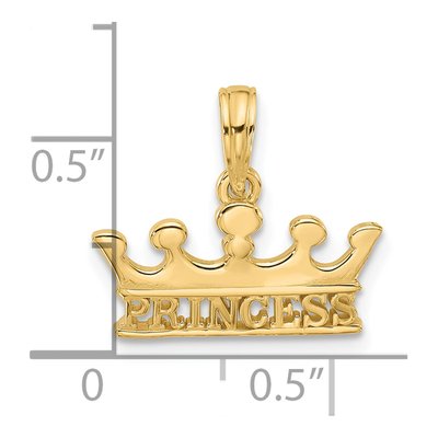 14K Yellow Gold Princess Crown Pendant – view 3