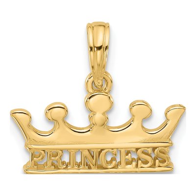 14K Yellow Gold Princess Crown Pendant