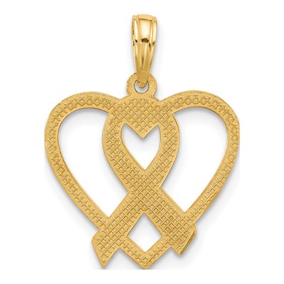 14K Yellow Gold Awareness Ribbon Heart Charm – view 4