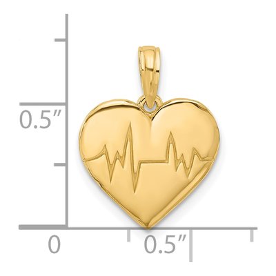 14K Yellow Gold EKG Heartbeat Pendant – view 3