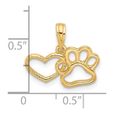 14K Yellow Gold Heart & Paw Print Charm – view 4
