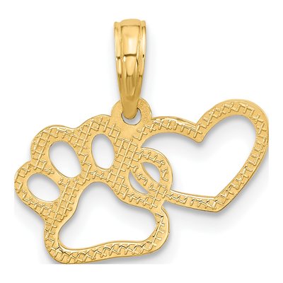 14K Yellow Gold Heart & Paw Print Charm – view 5