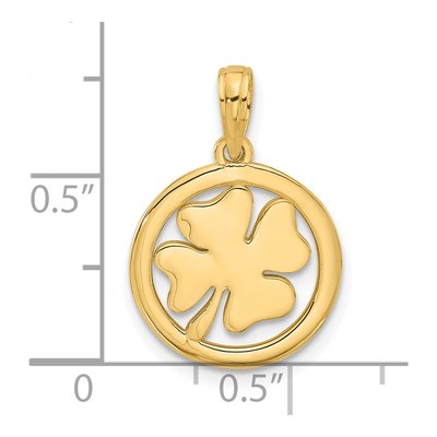 14K Yellow Gold Shamrock Circle Charm – view 4