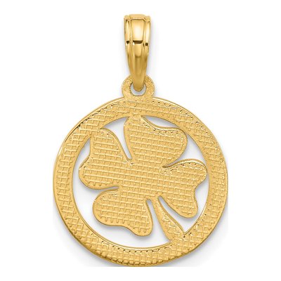 14K Yellow Gold Shamrock Circle Charm – view 5