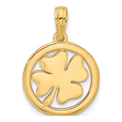 14K Yellow Gold Shamrock Circle Charm