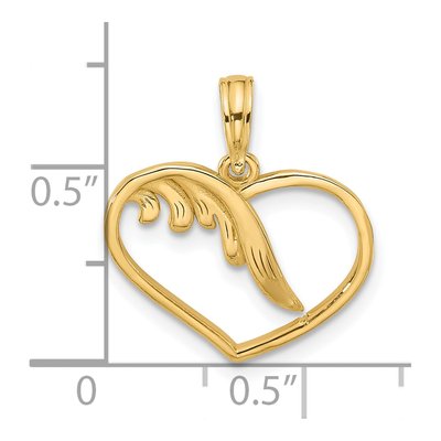 14K Yellow Gold Wing Heart Pendant – view 3