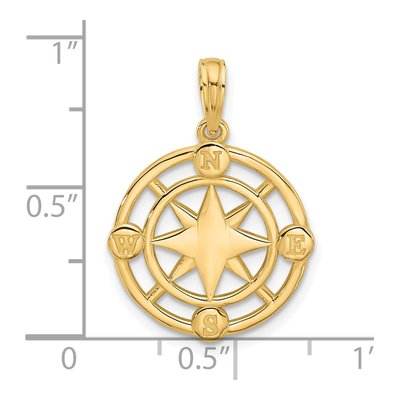 14K Yellow Gold Round Compass Pendant – view 4