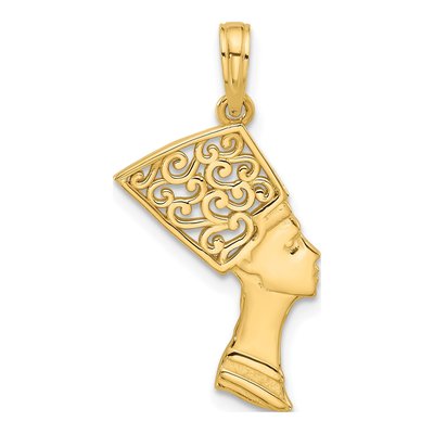 14K Yellow Gold Nefertiti Profile Pendant