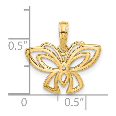 14K Yellow Gold Fancy Butterfly Charm – view 3